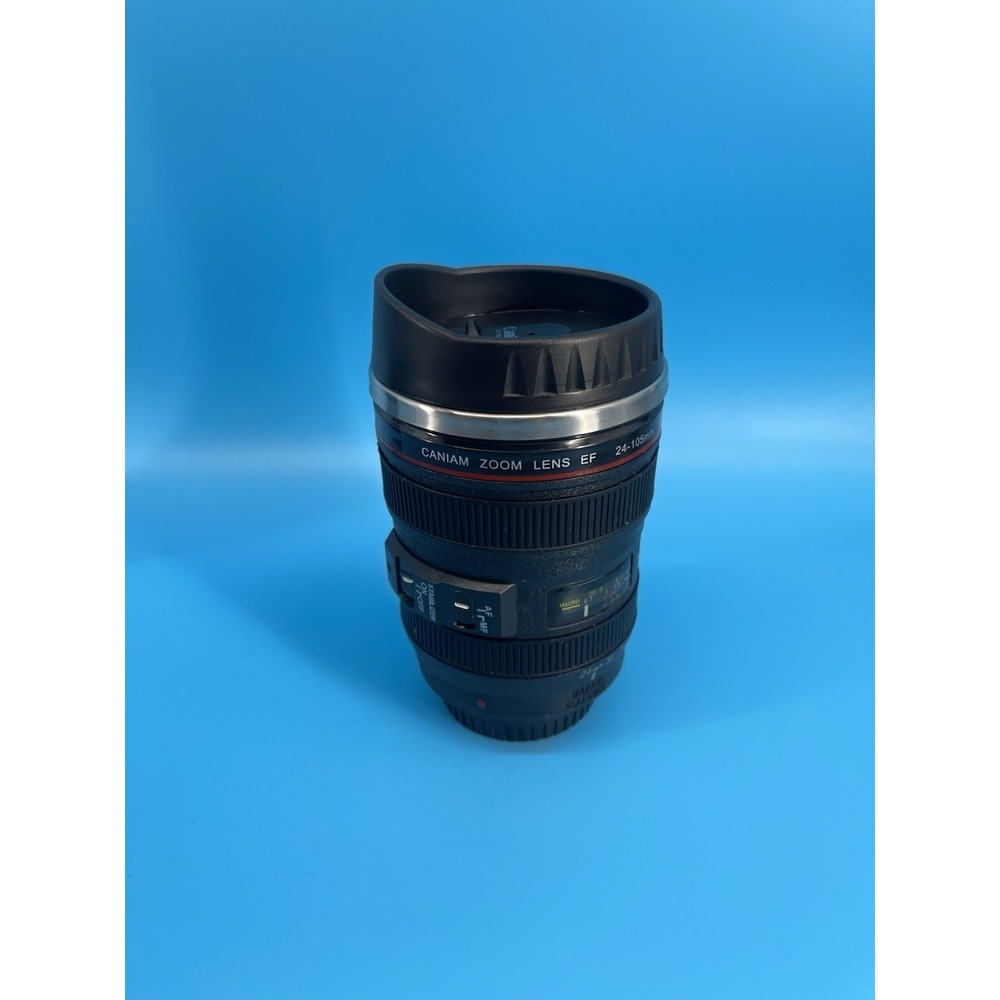 Canian Camera Lens Coffee Mug Canon Style 24-105mm EF Travel Cup Black